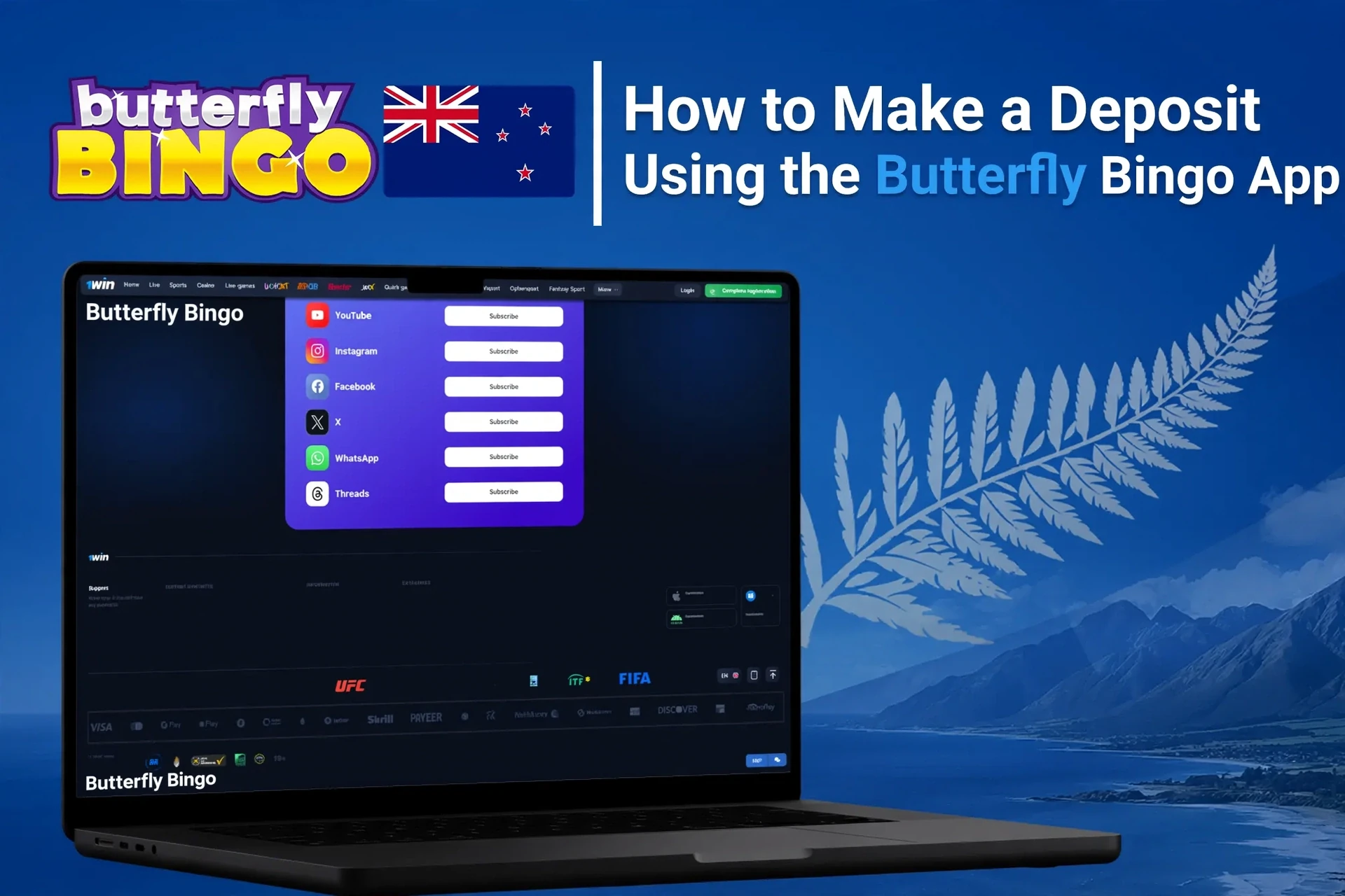 Registration process on the Butterfly Bingo mobile platform with social login options