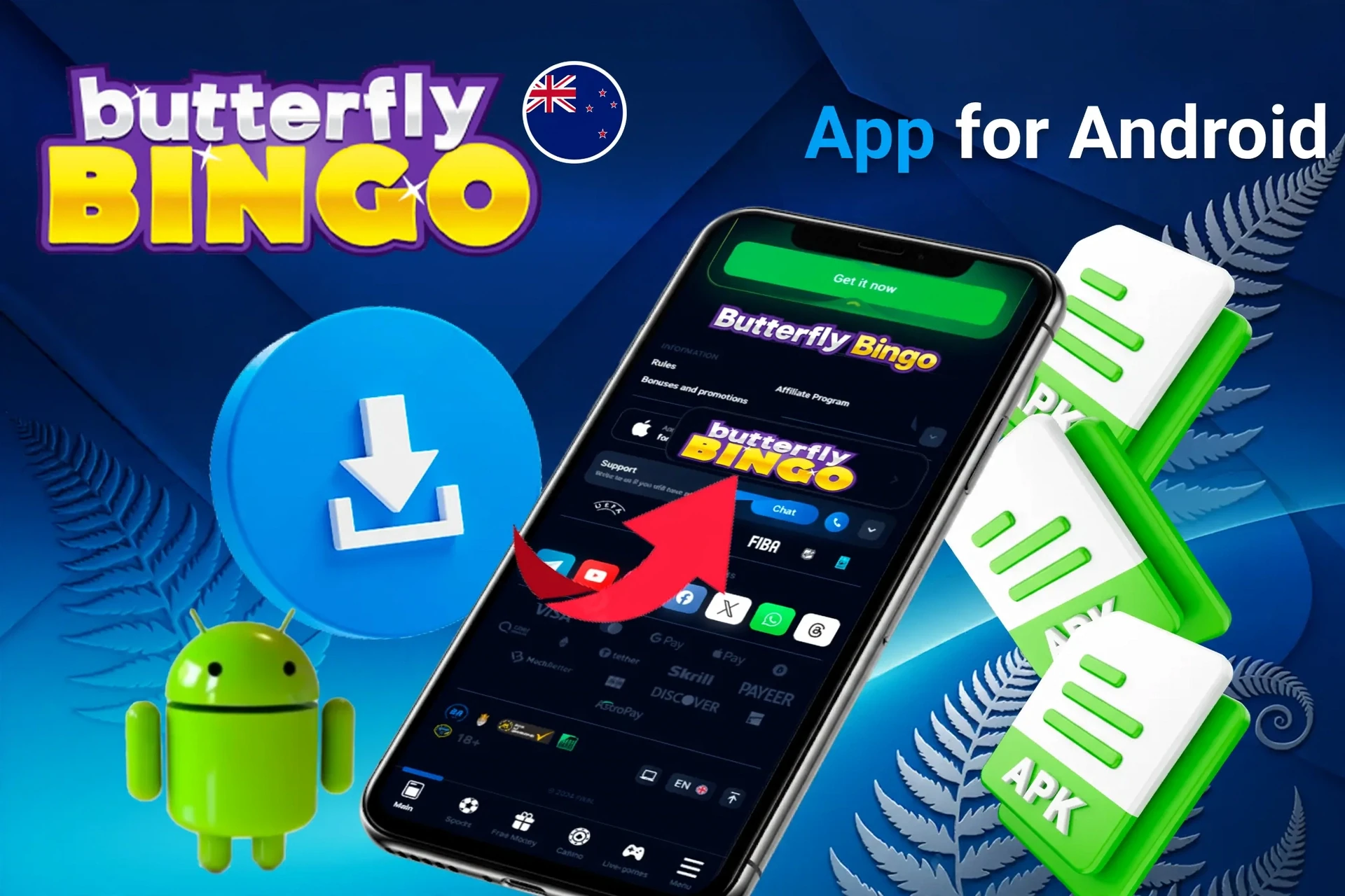 Android access instructions with browser shortcut icons and Android mascot