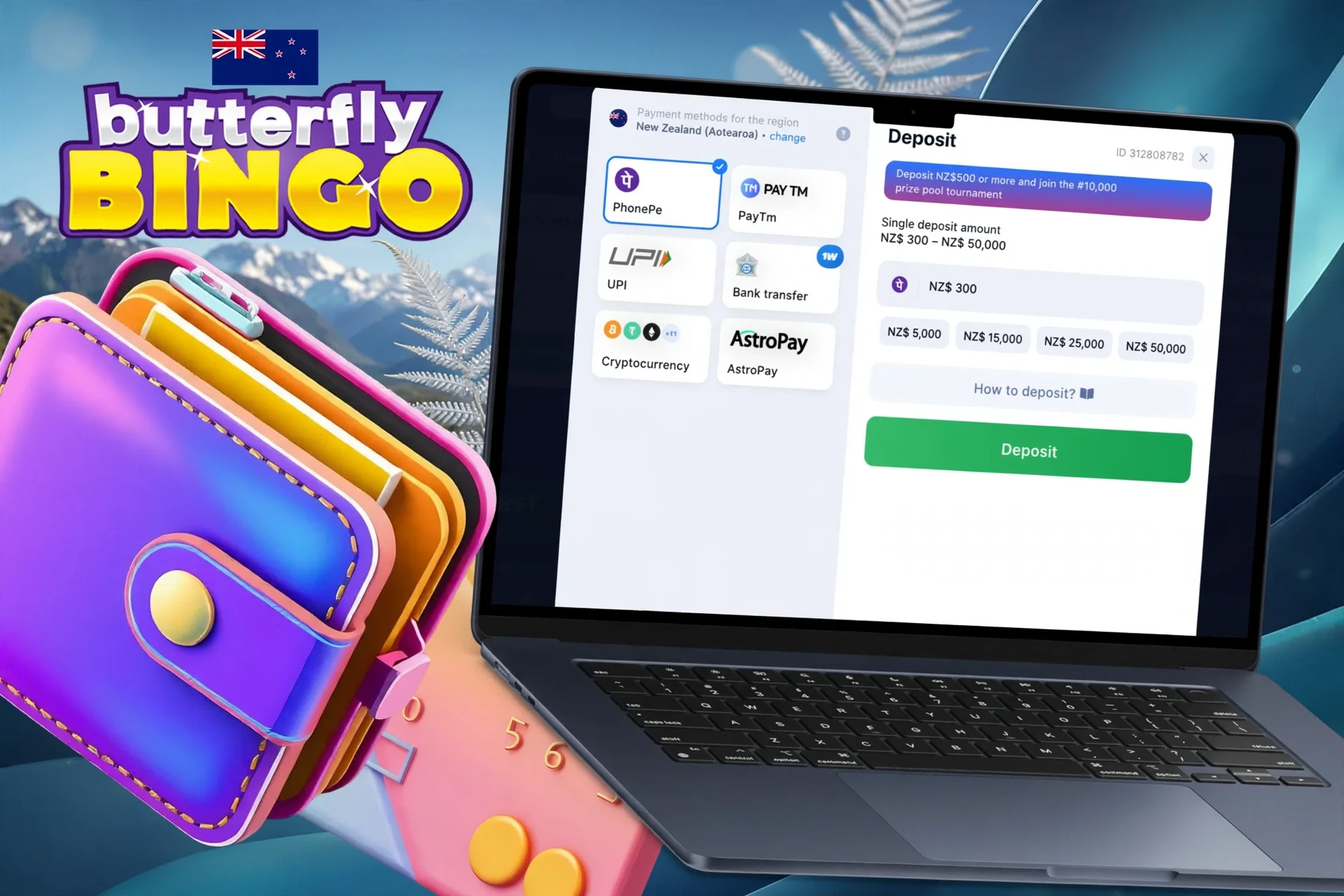Detailed instructions on making the first deposit via your account area